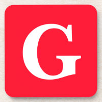 Initiaal Letter Monogram Rood Wit Vlak Eenvoudig