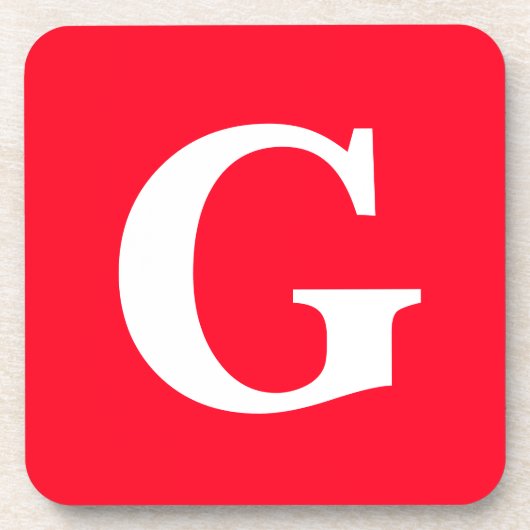 Initiaal Letter Monogram Rood Wit Vlak Eenvoudig Bier Onderzetter (Voorkant)