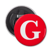 Initiaal Letter Monogram Rood Wit Vlak Eenvoudig Button Flesopener (Voorkant)