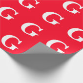 Initiaal Letter Monogram Rood Wit Vlak Eenvoudig Cadeaupapier (Hoek)