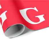 Initiaal Letter Monogram Rood Wit Vlak Eenvoudig Cadeaupapier (Rol Hoek)