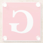 Initiaal Letter Monogram Rood Wit Vlak Eenvoudig Glazen Onderzetter (Achterkant)