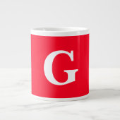 Initiaal Letter Monogram Rood Wit Vlak Eenvoudig Grote Koffiekop (Voorkant)
