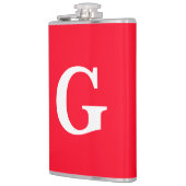 Initiaal Letter Monogram Rood Wit Vlak Eenvoudig Heupfles (Links)