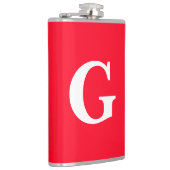 Initiaal Letter Monogram Rood Wit Vlak Eenvoudig Heupfles (Rechts)