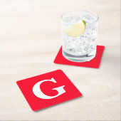 Initiaal Letter Monogram Rood Wit Vlak Eenvoudig Kartonnen Onderzetters (Insitu)