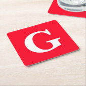 Initiaal Letter Monogram Rood Wit Vlak Eenvoudig Kartonnen Onderzetters (Schuin)