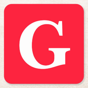 Initiaal Letter Monogram Rood Wit Vlak Eenvoudig Kartonnen Onderzetters