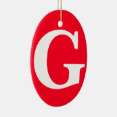 Initiaal Letter Monogram Rood Wit Vlak Eenvoudig Keramisch Ornament (Rechts)