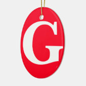 Initiaal Letter Monogram Rood Wit Vlak Eenvoudig Keramisch Ornament (Links)
