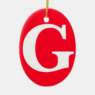 Initiaal Letter Monogram Rood Wit Vlak Eenvoudig Keramisch Ornament