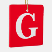 Initiaal Letter Monogram Rood Wit Vlak Eenvoudig Keramisch Ornament (Rechts)