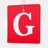 Initiaal Letter Monogram Rood Wit Vlak Eenvoudig Keramisch Ornament (Links)