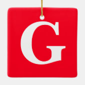 Initiaal Letter Monogram Rood Wit Vlak Eenvoudig Keramisch Ornament (Achterkant)