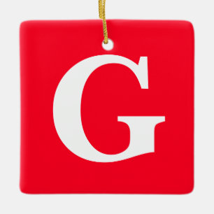 Initiaal Letter Monogram Rood Wit Vlak Eenvoudig Keramisch Ornament