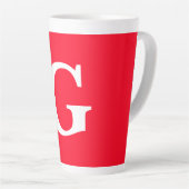 Initiaal Letter Monogram Rood Wit Vlak Eenvoudig Latte Mok (Rechterhoek)