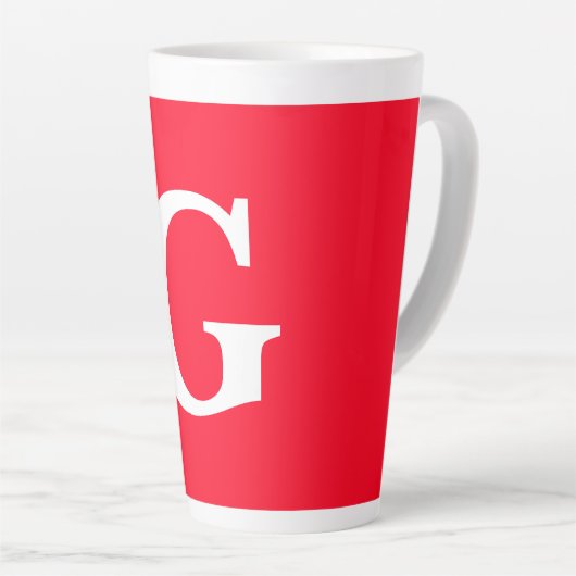 Initiaal Letter Monogram Rood Wit Vlak Eenvoudig Latte Mok (Rechterhoek)