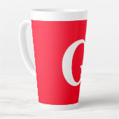 Initiaal Letter Monogram Rood Wit Vlak Eenvoudig Latte Mok (Linkerhoek)