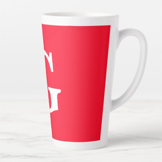 Initiaal Letter Monogram Rood Wit Vlak Eenvoudig Latte Mok (Rechts)