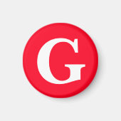 Initiaal Letter Monogram Rood Wit Vlak Eenvoudig Magneet (Voorkant)