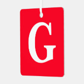 Initiaal Letter Monogram Rood Wit Vlak Eenvoudig Metalen Ornament (Voorkant links)