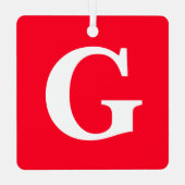 Initiaal Letter Monogram Rood Wit Vlak Eenvoudig Metalen Ornament (Achterkant)