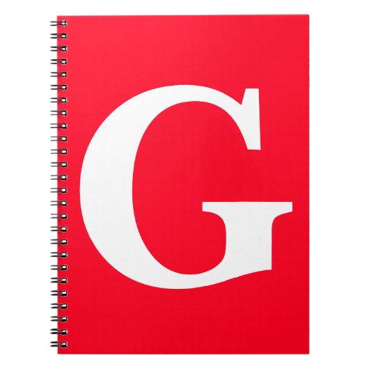 Initiaal Letter Monogram Rood Wit Vlak Eenvoudig Notitieboek (Voorkant)