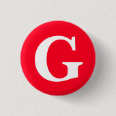 Initiaal Letter Monogram Rood Wit Vlak Eenvoudig Ronde Button 3,2 Cm (Voorkant)