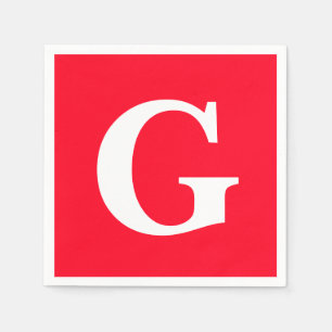 Initiaal Letter Monogram Rood Wit Vlak Eenvoudig Servet