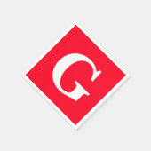 Initiaal Letter Monogram Rood Wit Vlak Eenvoudig Servet (Hoek)