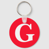 Initiaal Letter Monogram Rood Wit Vlak Eenvoudig Sleutelhanger (Voorkant)