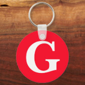 Initiaal Letter Monogram Rood Wit Vlak Eenvoudig Sleutelhanger (Voorkant)