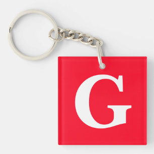 Initiaal Letter Monogram Rood Wit Vlak Eenvoudig Sleutelhanger