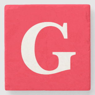 Initiaal Letter Monogram Rood Wit Vlak Eenvoudig Stenen Onderzetter