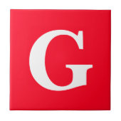 Initiaal Letter Monogram Rood Wit Vlak Eenvoudig Tegeltje (Voorkant)