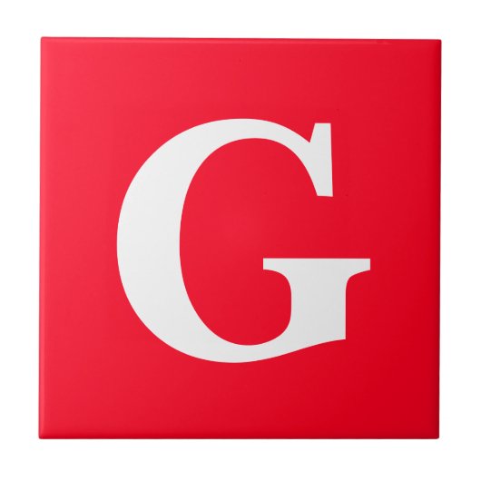 Initiaal Letter Monogram Rood Wit Vlak Eenvoudig Tegeltje (Voorkant)