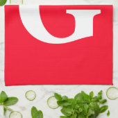 Initiaal Letter Monogram Rood Wit Vlak Eenvoudig Theedoek (Gevouwen)