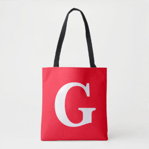 Initiaal Letter Monogram Rood Wit Vlak Eenvoudig Tote Bag