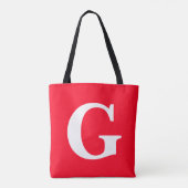 Initiaal Letter Monogram Rood Wit Vlak Eenvoudig Tote Bag (Achterkant)