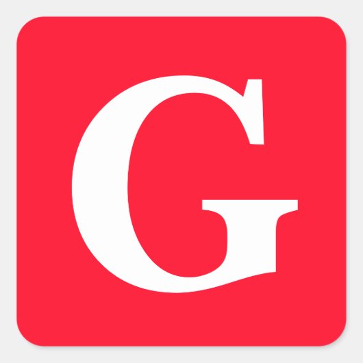 Initiaal Letter Monogram Rood Wit Vlak Eenvoudig Vierkante Sticker (Voorkant)