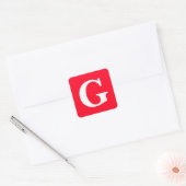 Initiaal Letter Monogram Rood Wit Vlak Eenvoudig Vierkante Sticker (Envelop)