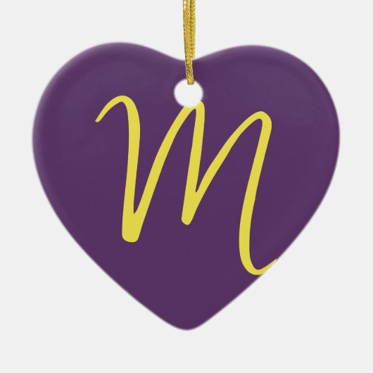 Initiaal Letter Monogram Stijlvol Indigo Geel Keramisch Ornament (Voorkant)