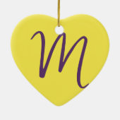 Initiaal Letter Monogram Stijlvol Indigo Geel Keramisch Ornament (Achterkant)
