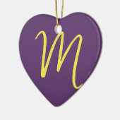 Initiaal Letter Monogram Stijlvol Indigo Geel Keramisch Ornament (Links)