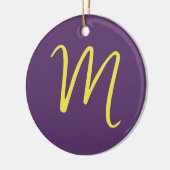 Initiaal Letter Monogram Stijlvol Indigo Geel Keramisch Ornament (Links)