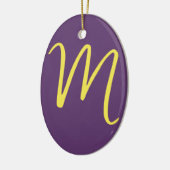 Initiaal Letter Monogram Stijlvol Indigo Geel Keramisch Ornament (Links)