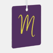 Initiaal Letter Monogram Stijlvol Indigo Geel Metalen Ornament (Voorkant Rechts)