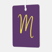 Initiaal Letter Monogram Stijlvol Indigo Geel Metalen Ornament (Voorkant links)