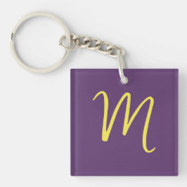 Initiaal Letter Monogram Stijlvol Indigo Geel Sleutelhanger