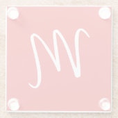 Initiaal Letter Monogram stijlvol rood wit Glazen Onderzetter (Achterkant)